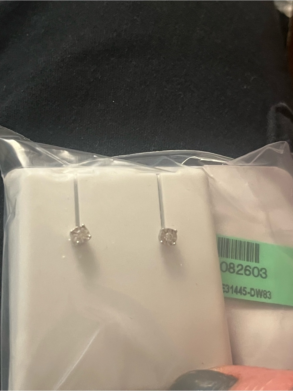 Sterling Silver diamond Stud Earrings - White
